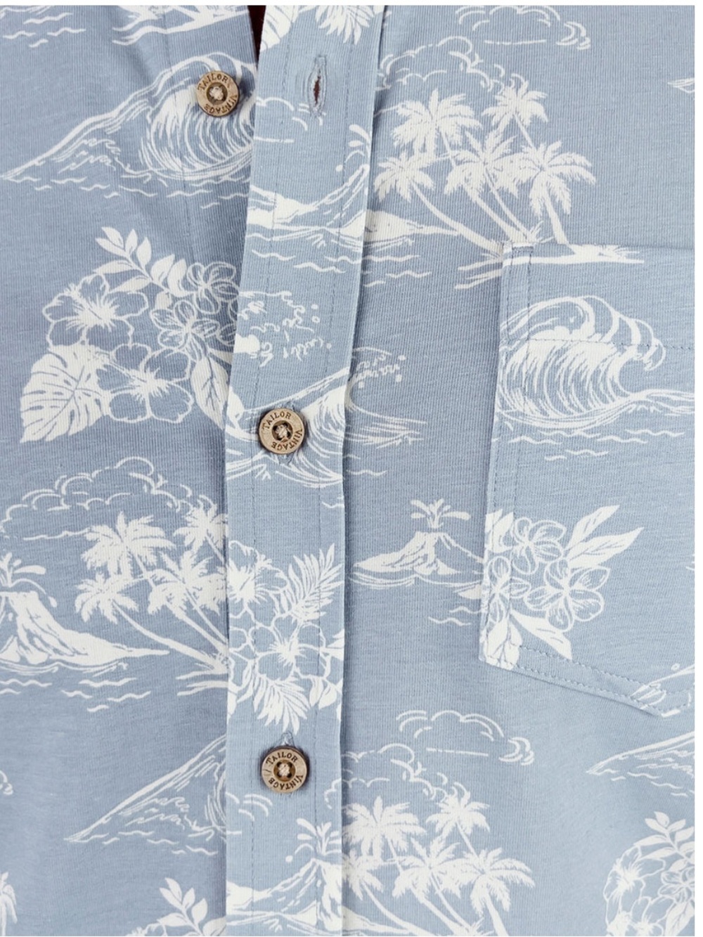 Tailor Vintage Knit Shirt - Stretch Jersey Blue Hawaiian print XXL